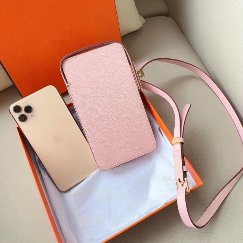 Crossbody Mini Bag For Women, New Fashion Versatile Lock Mobile Phone Bag, Palm Print Genuine Leather Box Bag, Simple Cowhide - Image 4