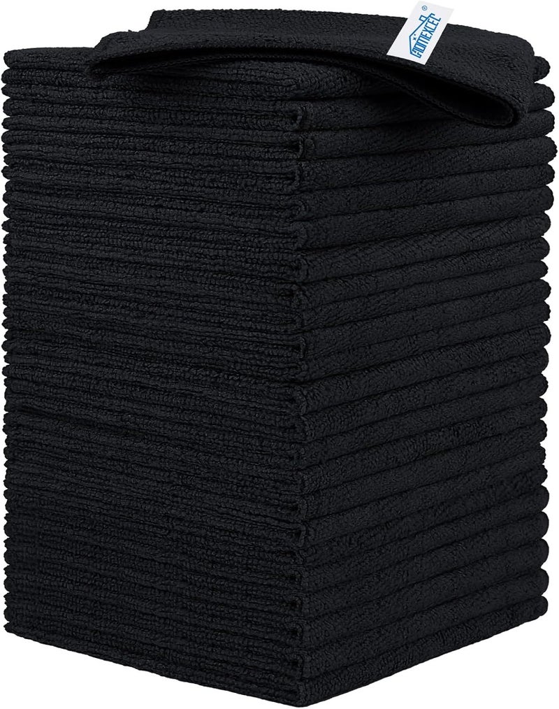 HOMEXCEL Black Microfiber Cleaning Cloth, 24 Pack Cleaning Towels for Kitchen, Lint Free, Scratch-Free, Highly Absorbent, and Reusable Cleaning Rags for House, Window and Glass, Cars, 11.5 X11.5 inch - Image 1