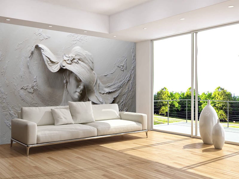 MFWFM Art Wallpaper 3D Illusion Woman Face Relief Mural Wallpaper for Bedroom Living Room TV Background (Not Peel n' Stick) - Image 3