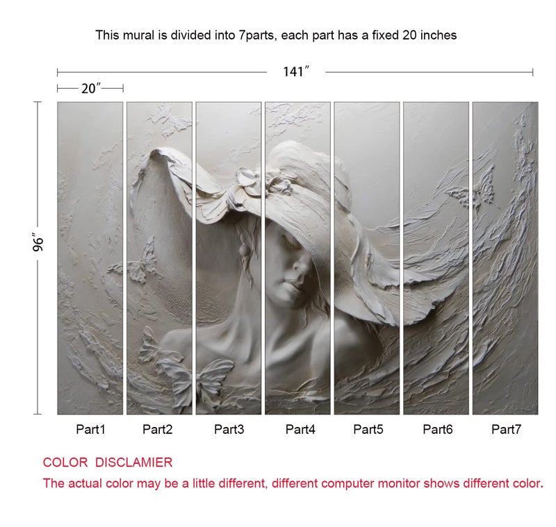 MFWFM Art Wallpaper 3D Illusion Woman Face Relief Mural Wallpaper for Bedroom Living Room TV Background (Not Peel n' Stick) - Image 5