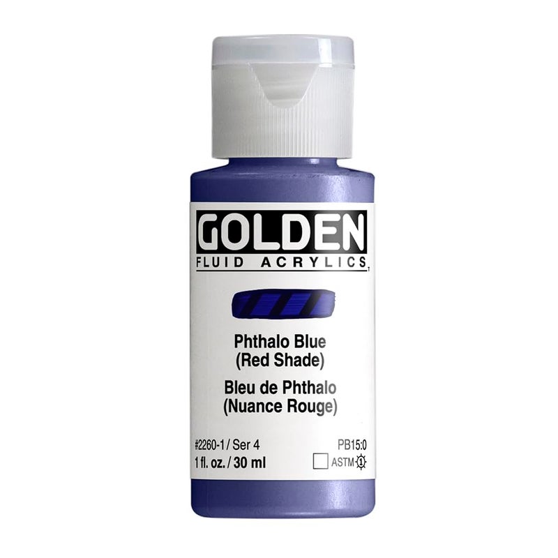 Golden Fluid Acrylics Phthalo Blue Red Shade 1 oz Bottle - Image 2