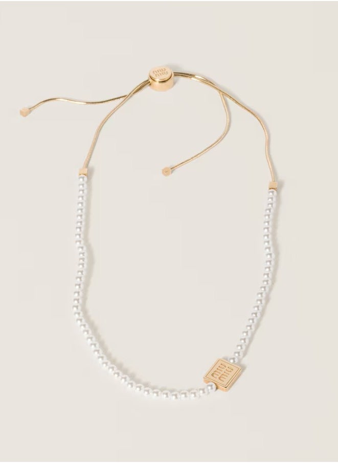 MIU - Pearl and metal choker - Image 1