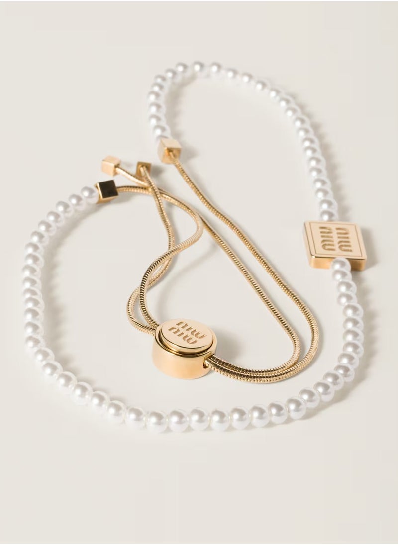 MIU - Pearl and metal choker - Image 1