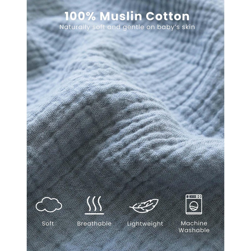 Konssy Muslin Baby Sleep Sack 0-6 Months 0.8 TOG, 2 Pack 100% Cotton Wearable Blanket for Babies, 2-Way Zipper Breathable Sleeping Sack Infant Toddler Essentials for Girls and Boys (Star, Blue) - Image 2