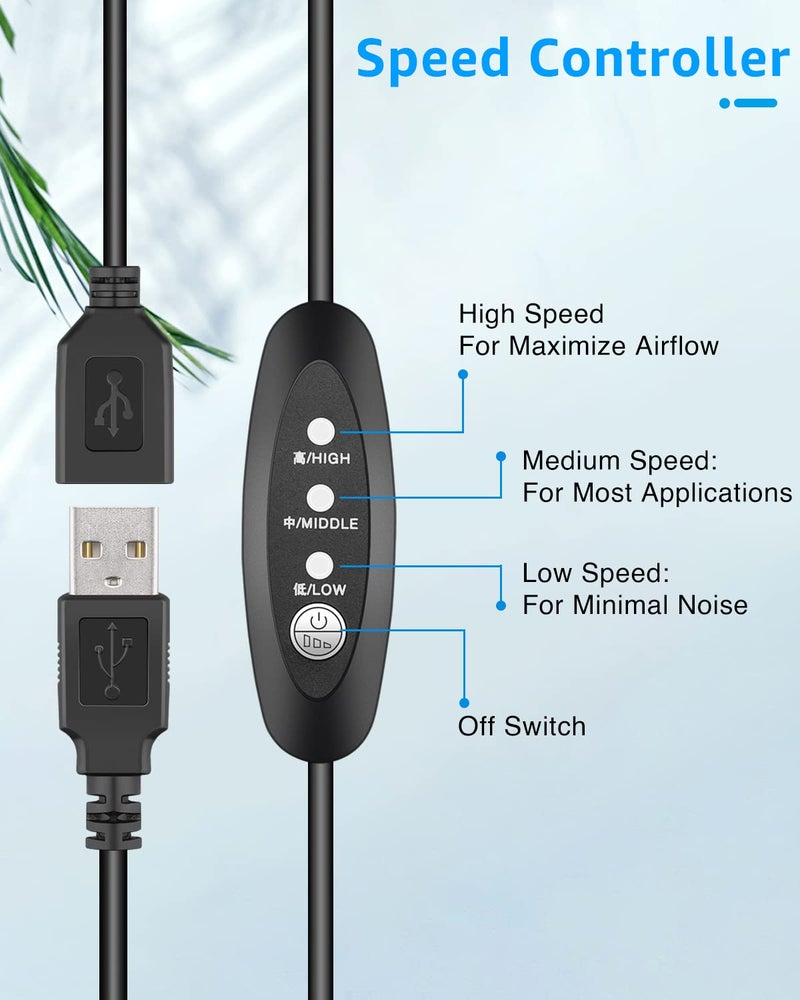 مبرد مروحة راوتر هادئ مع تحكم بثلاث سرعات، مروحة تبريد مزدوجة 120 مم تعمل بالـ USB - Image 3