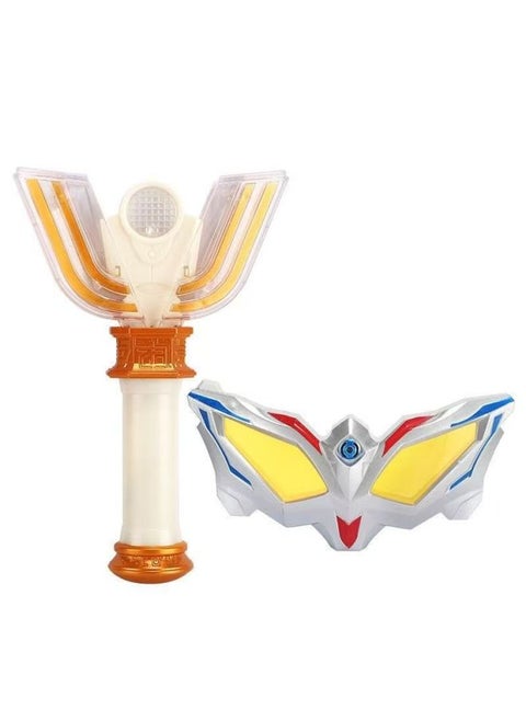 Diga's Toys Terriga Transformer Light Stick Dark Sparks Superman Soft Gum Doll Children's Toy Suit-Color:Divine Light Stick + Cerro Glasses Wearable, Free Ultraman Card