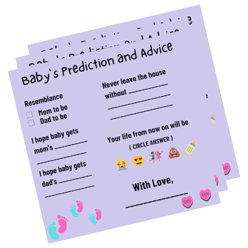 The Decor Cycle Pack of 20 Baby Shower Decoration Items Gift Cards for Games Wishes Prediction Advice Family Members, Purple, 4x4 Inches - Image 1