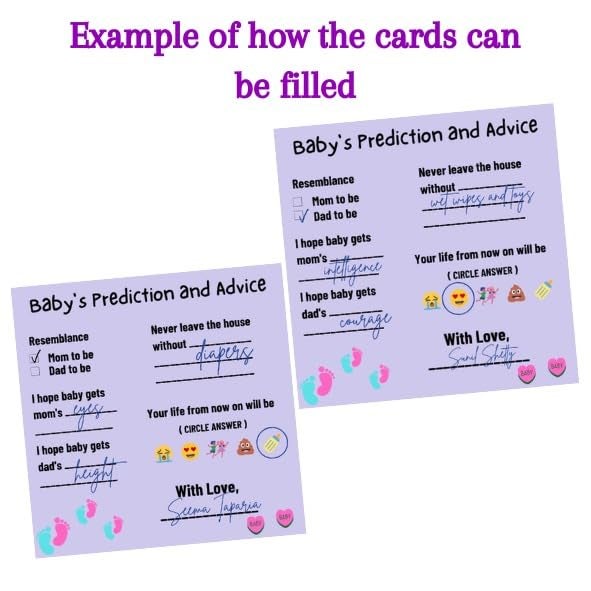 The Decor Cycle Pack of 20 Baby Shower Decoration Items Gift Cards for Games Wishes Prediction Advice Family Members, Purple, 4x4 Inches - Image 2