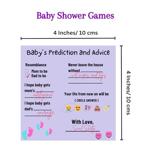 The Decor Cycle Pack of 20 Baby Shower Decoration Items Gift Cards for Games Wishes Prediction Advice Family Members, Purple, 4x4 Inches - Image 3
