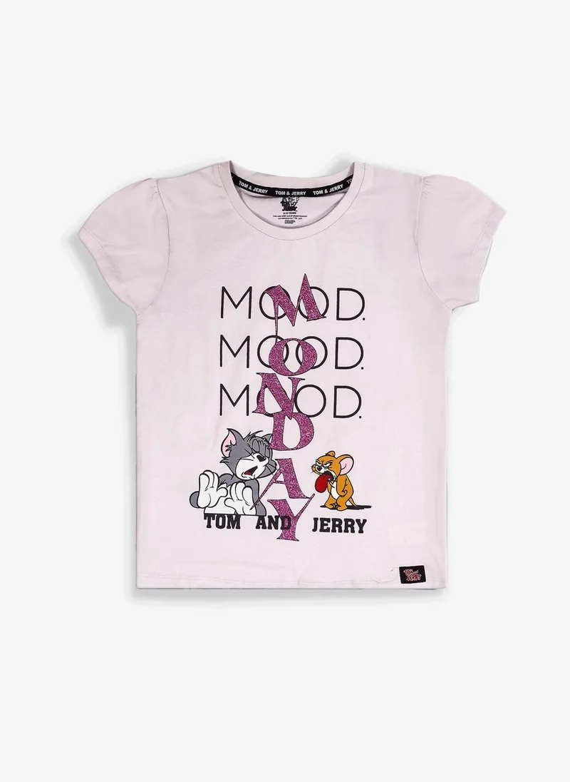 Tom And Jerry Tom and Jerry Kids Pink Cotton Tom and Jerry Graphic T-Shirt