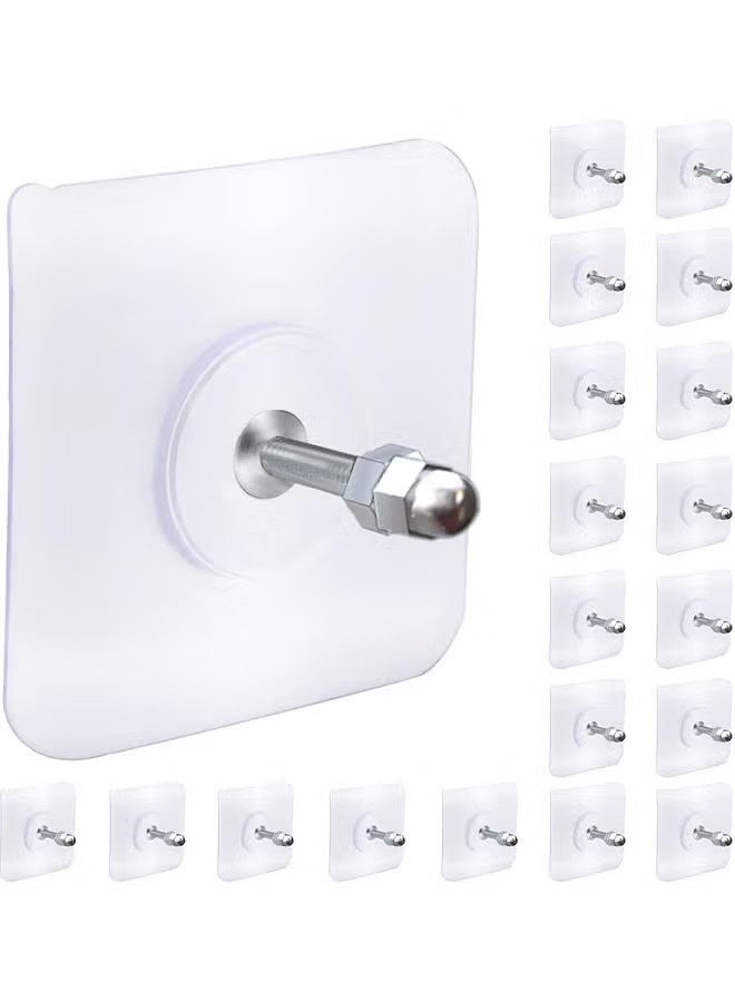 20Pcs Adhesive Hooks Heavy Duty, Wall-Mounted Screw Hook Punch-Free Seamless Screw Waterproof Wall Hook Heavy Duty Sticky Hooks for Kitchen Bathroom Home Office - Image 1