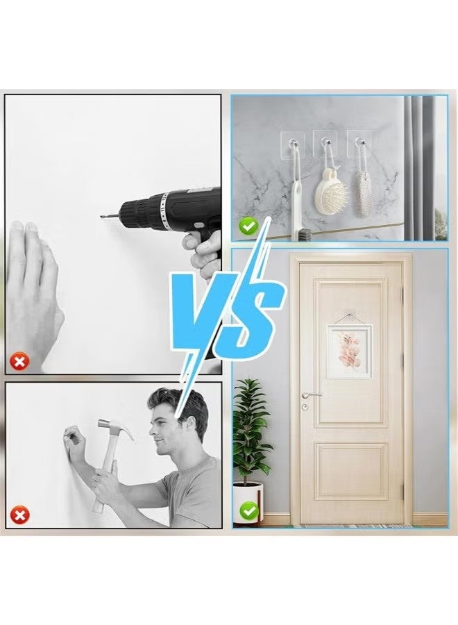 20Pcs Adhesive Hooks Heavy Duty, Wall-Mounted Screw Hook Punch-Free Seamless Screw Waterproof Wall Hook Heavy Duty Sticky Hooks for Kitchen Bathroom Home Office - Image 3