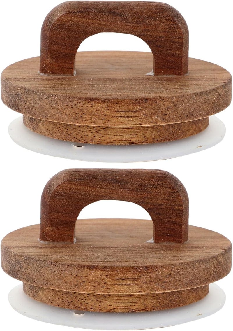 SUPVOX 2pcs Mason Jar Wooden Lids with Silicone Seal 62mm Airtight Storage Jar Covers with Handle for Food Preservation - Image 1