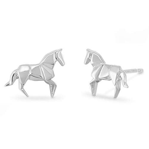 Boma Jewelry Sterling Silver Origami Horse Stud Earrings - Image 2