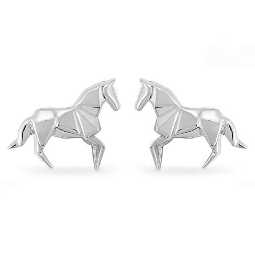 Boma Jewelry Sterling Silver Origami Horse Stud Earrings - Image 1