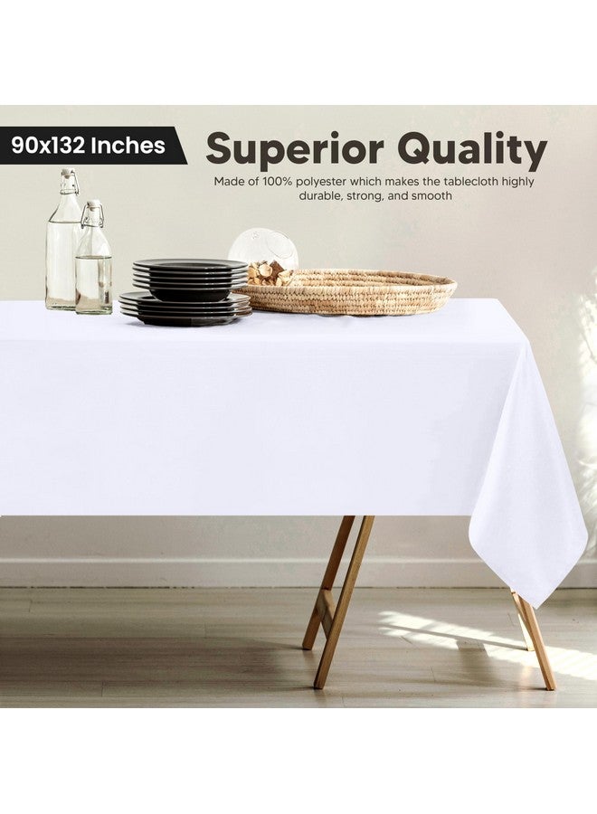 Utopia Kitchen 2 Pack 6 Foot Rectangle Table Cloth [90x132 Inches, White] Stain and Wrinkle Resistant Tablecloth Washable Polyester Cover for Dining, Buffet Parties, Picnic and Weddings - Image 2