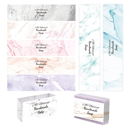 PH PandaHall 90pcs Marble Soap Wrappers, 9 Styles Soap Packaging Paper Soap Wrap Paper Tape Vertical Soap Paper Tag Soap Sleeves Covers for Homemade Soap Bar Packaging - Image 1