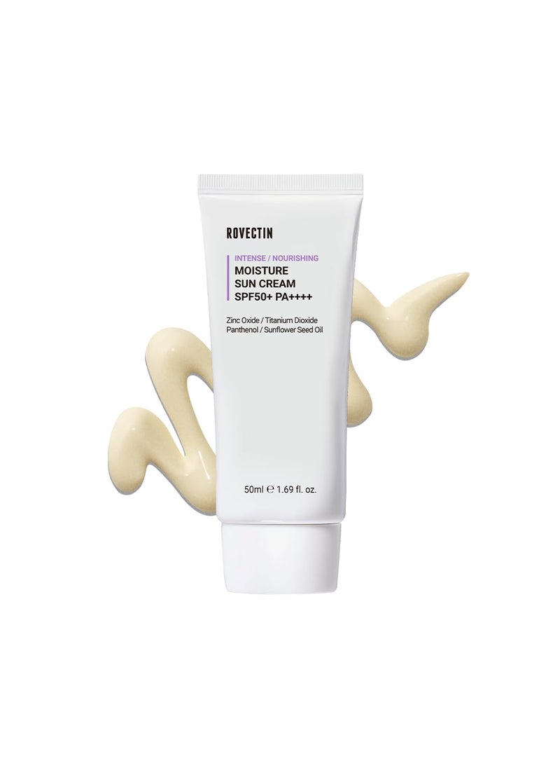 rovectin - ROVECTIN Intense Moisture Sun Cream: Deep Moisturize, Mineral Sunscreen, UV Protector | Panthenol and Tocopherol for Dry, Combination Skin | Vegan Korean Skincare (1.69 fl.oz, 50ml) - Image 1