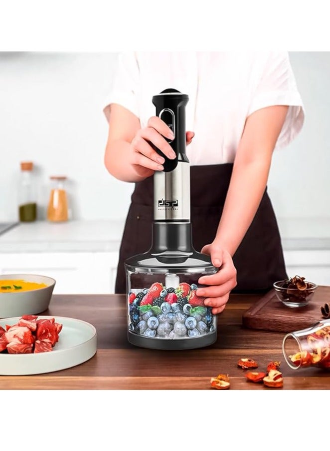 Spaceshoop dsp Hand Blender 5-in-1 Blender Set - 800W Full Copper Motor, Turbo Function, Variable Speed, Stainless Steel Body & Blades, KM1153 (Black) - Image 3