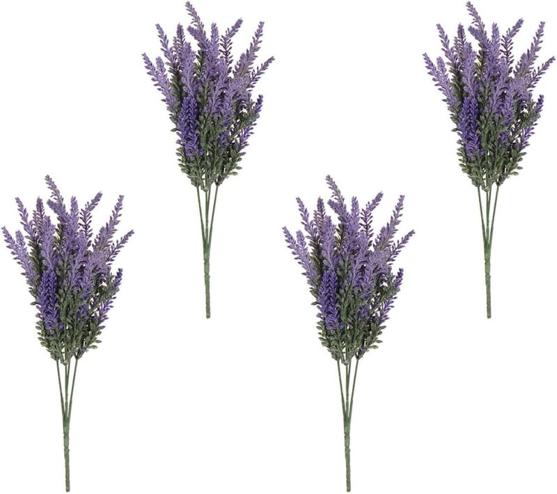 Homoyoyo Artificial Lavender Faux Plants 4 Bundles Plastic Simulated Greenery Decor for Home Wedding Photography Props Table Centerpieces Indoor Outdoor - Image 1
