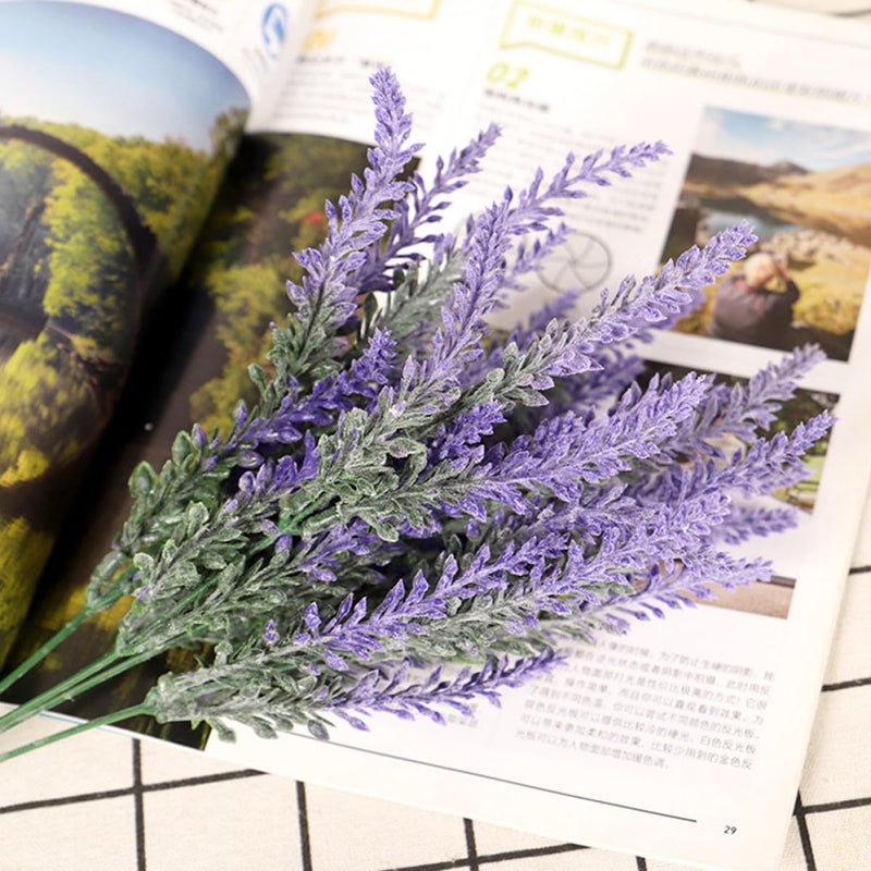Homoyoyo Artificial Lavender Faux Plants 4 Bundles Plastic Simulated Greenery Decor for Home Wedding Photography Props Table Centerpieces Indoor Outdoor - Image 4