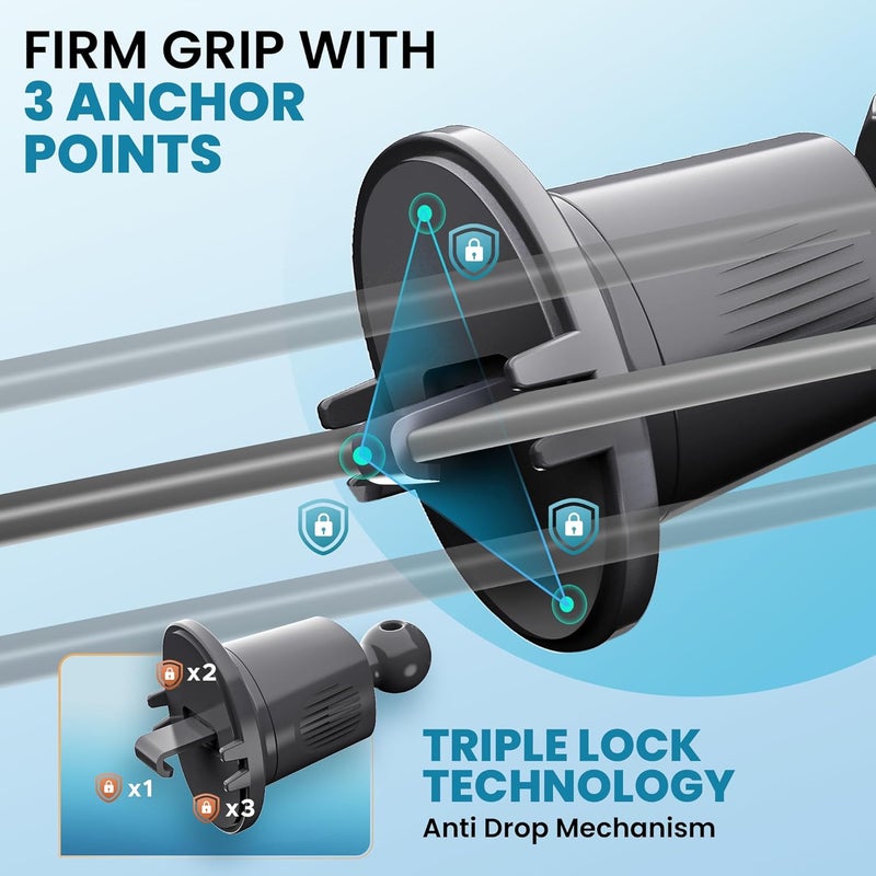 PORTENTUM Car Phone Holder - Air Vent Mount with 360° Rotation and One Button Release - Image 3