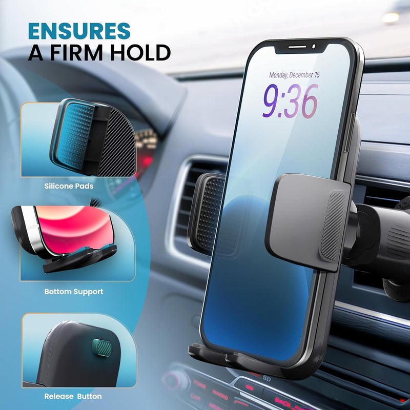 PORTENTUM Car Phone Holder - Air Vent Mount with 360° Rotation and One Button Release - Image 5