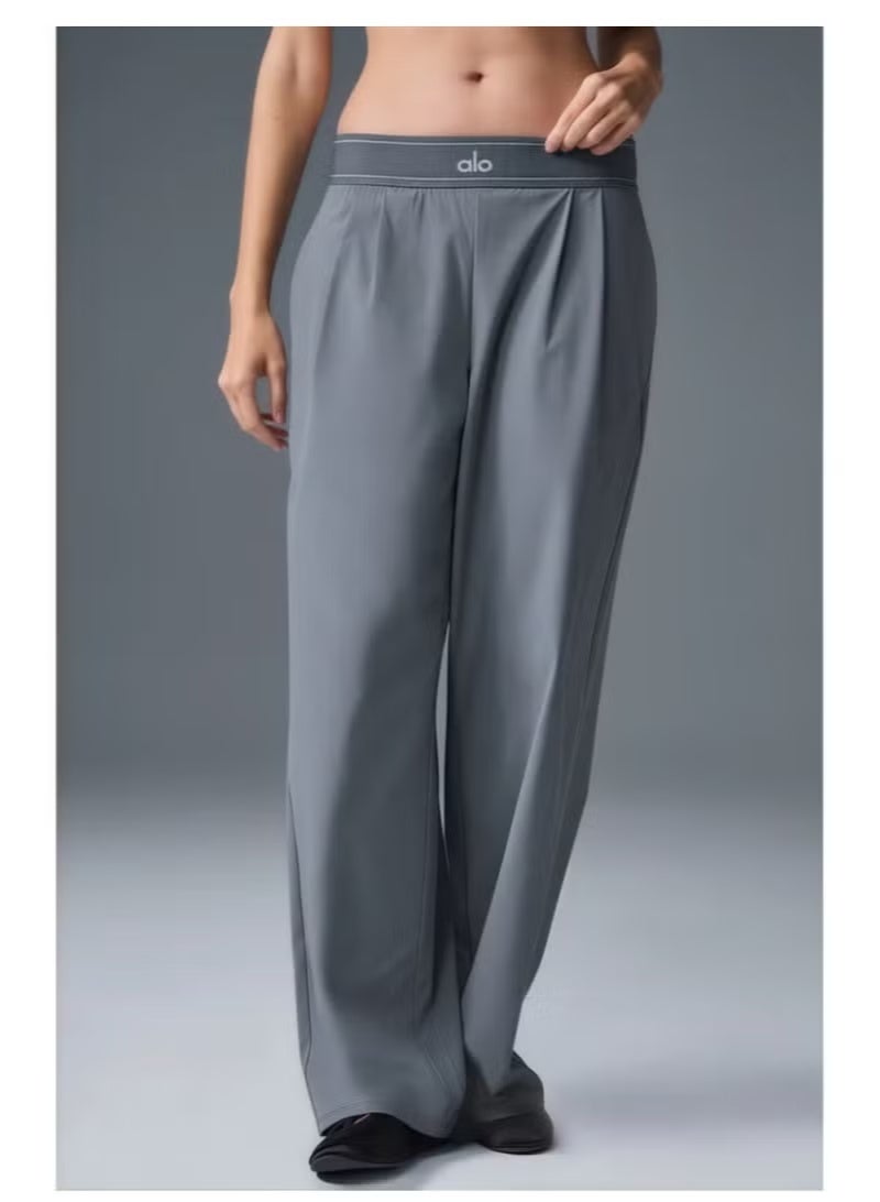 Alo Yoga ALO High-Rise Logo Elastic Waist Yoga Pants - Women's Lightweight Wide-Leg Athletic Trousers with Breathable Fabric for Yoga, Lounge & Casual Wear - Image 1