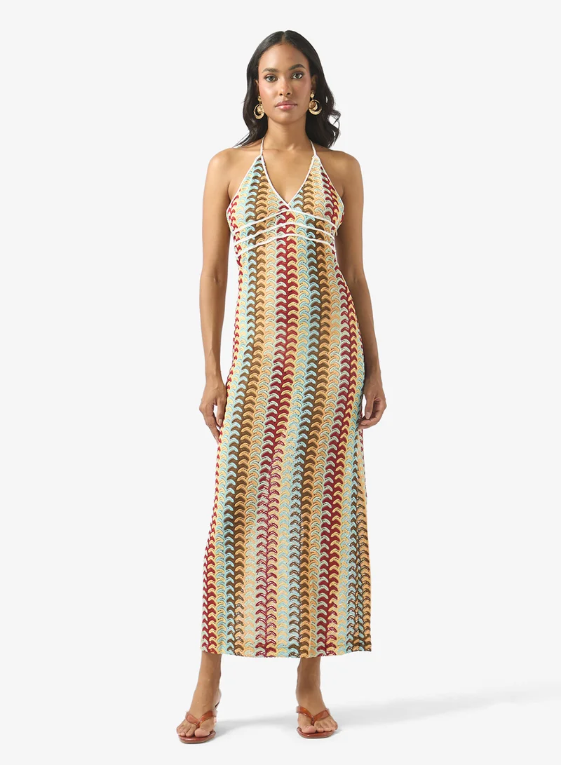 سولايرا Printed Tie Up Beach Dress