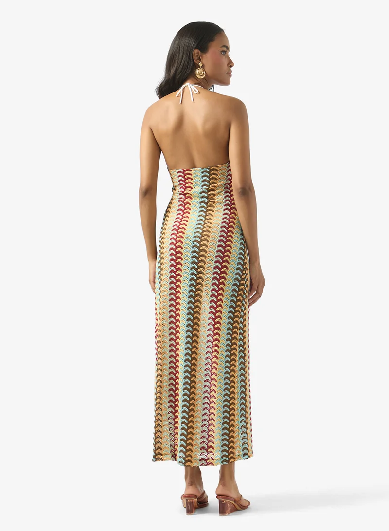 سولايرا Printed Tie Up Beach Dress