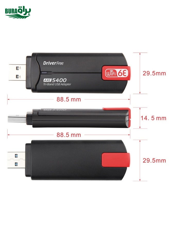 AX5400M 2.4G/5G/6G WIFI 6E Standard USB 3.0 شبكة جهاز إرسال شبكة WIFI (أسود)