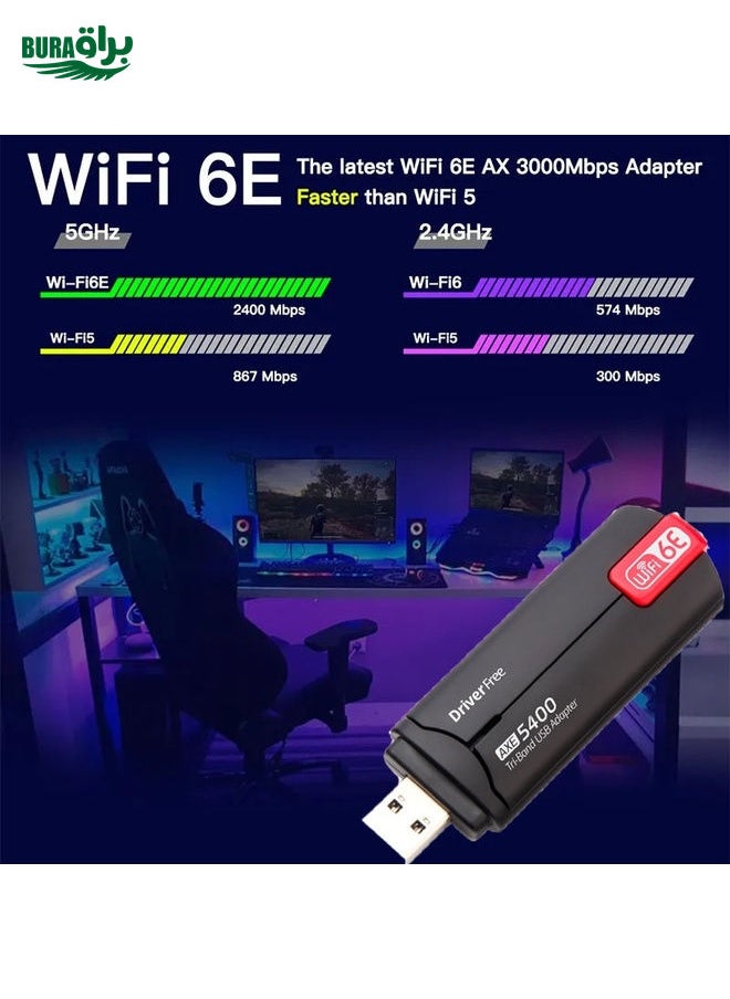 AX5400M 2.4G/5G/6G WIFI 6E Standard USB 3.0 شبكة جهاز إرسال شبكة WIFI (أسود)