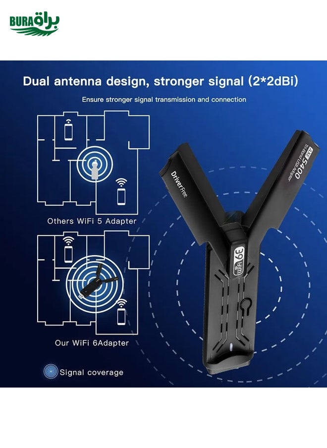 AX5400M 2.4G/5G/6G WIFI 6E Standard USB 3.0 شبكة جهاز إرسال شبكة WIFI (أسود)