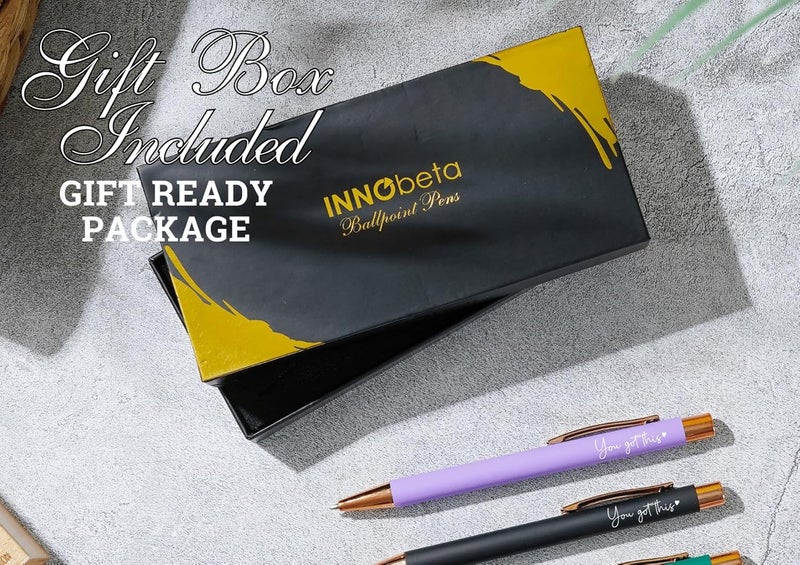 INNObeta مجموعة أقلام حبر جاف ملهمة للنساء - 4 قطع هدايا تحفيزية لتشجيع الترقية في العمل والتهاني للنساء والأصدقاء والأمهات الجدد وزملاء العمل - أنت تستطيع ذلك - Image 3