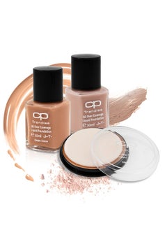 CP Trendies Photo Finish Looks Ready 2! 4Pcs Dual Set | 2Pcs x Liquid Foundation Make Up 30ml + 2Pcs x Compact Powder 12g for Women | Suitable for all Skin Tone  - Image 3