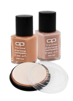 CP Trendies Photo Finish Looks Ready 2! 4Pcs Dual Set | 2Pcs x Liquid Foundation Make Up 30ml + 2Pcs x Compact Powder 12g for Women | Suitable for all Skin Tone  - Image 2