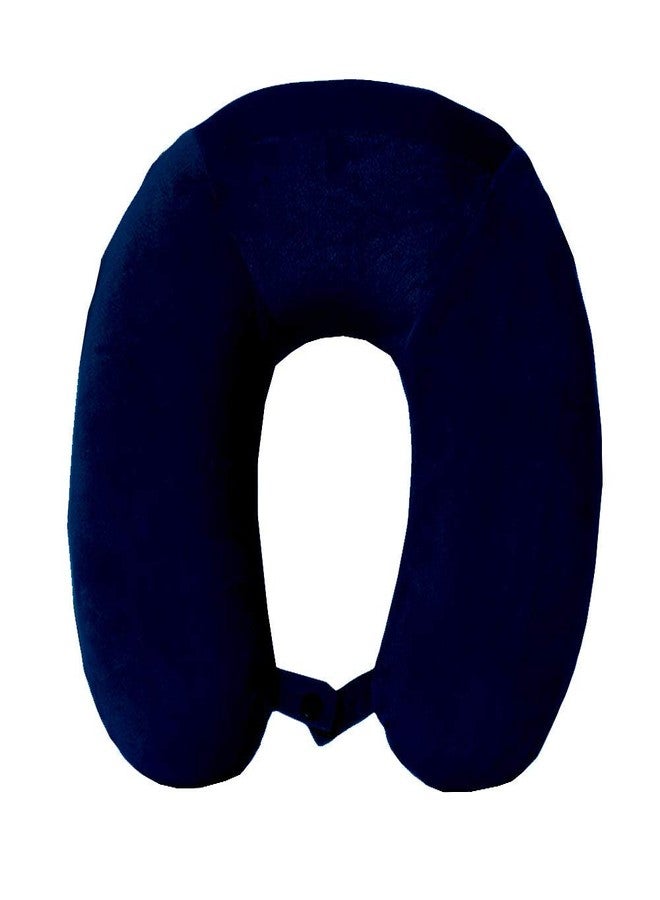 Bright Décor Travel Neck Pillow with Memory Foam - Soft, Supportive, Washable Cover - Ideal for Flights, Train, Car - Navy Blue - Image 3