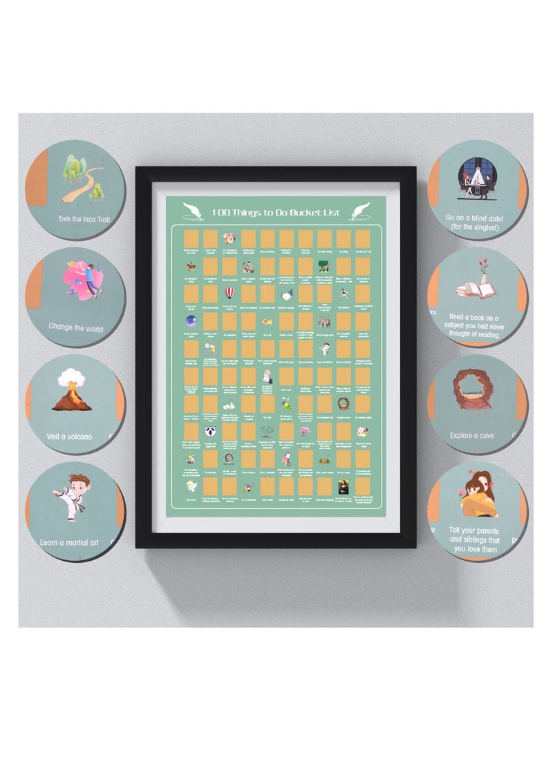 Y&D - Scratch Off Poster 100 Things To Do Bucket List Dates for Room Decor Easy to Scrape Down 24 x 16 inches - Image 1