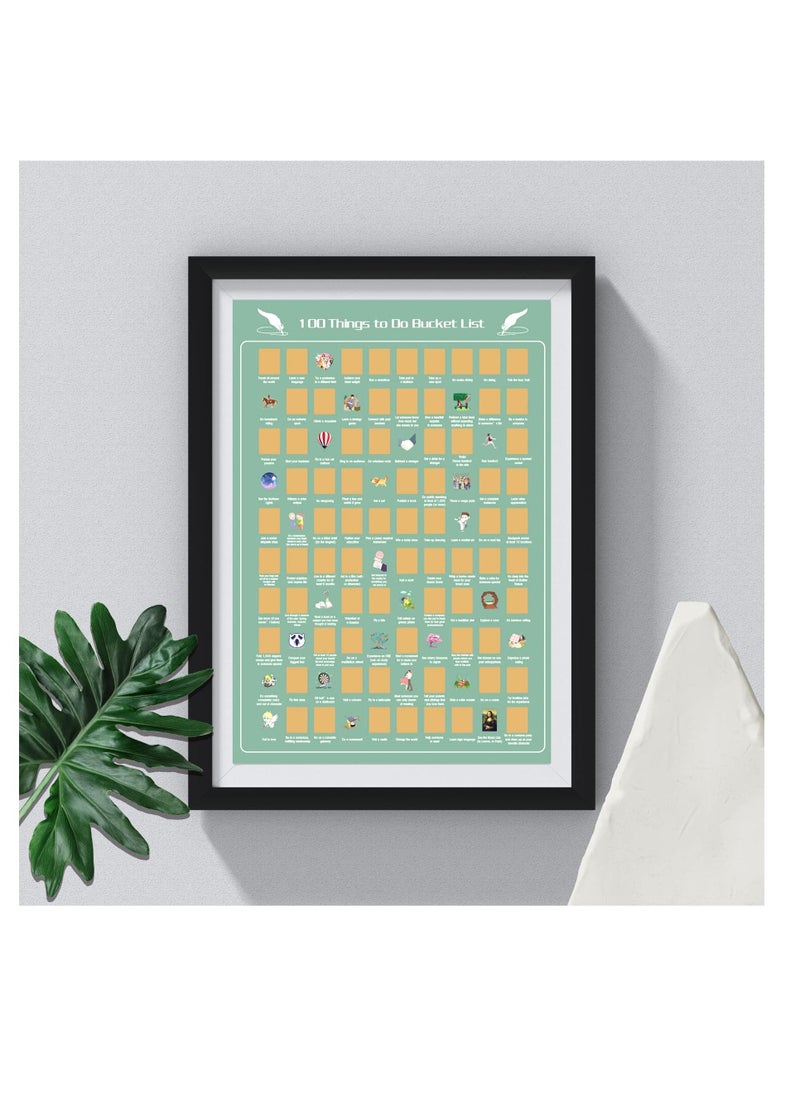 Y&D - Scratch Off Poster 100 Things To Do Bucket List Dates for Room Decor Easy to Scrape Down 24 x 16 inches - Image 1