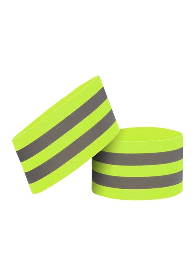 EYAKEG 2 Pieces Reflective Bands Reflector Bands for Wrist, Arm, Ankle, Leg, High Visibility Reflective Gear Safety Reflector Tape Straps for Night Walking, Cycling and Running, Green - Image 1