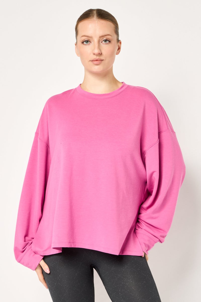 Nike Women Dri-Fit Long Sleeve Yoga Sweatshirt, Pink - Image 1