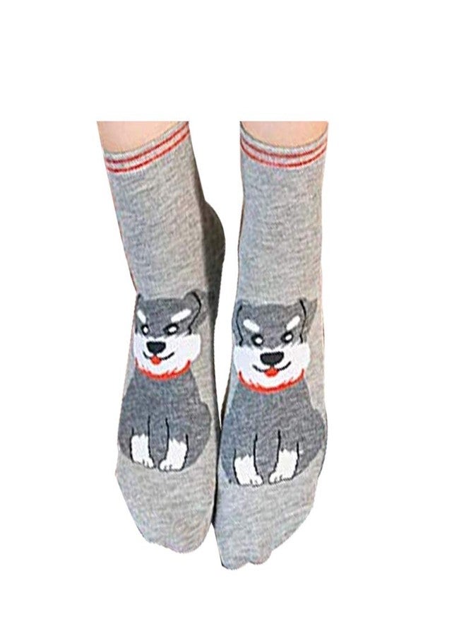 V4U Women Cute Animal Printed Ankle Cotton Socks (Grey, Freesize)- (Pack of 01) - Image 1