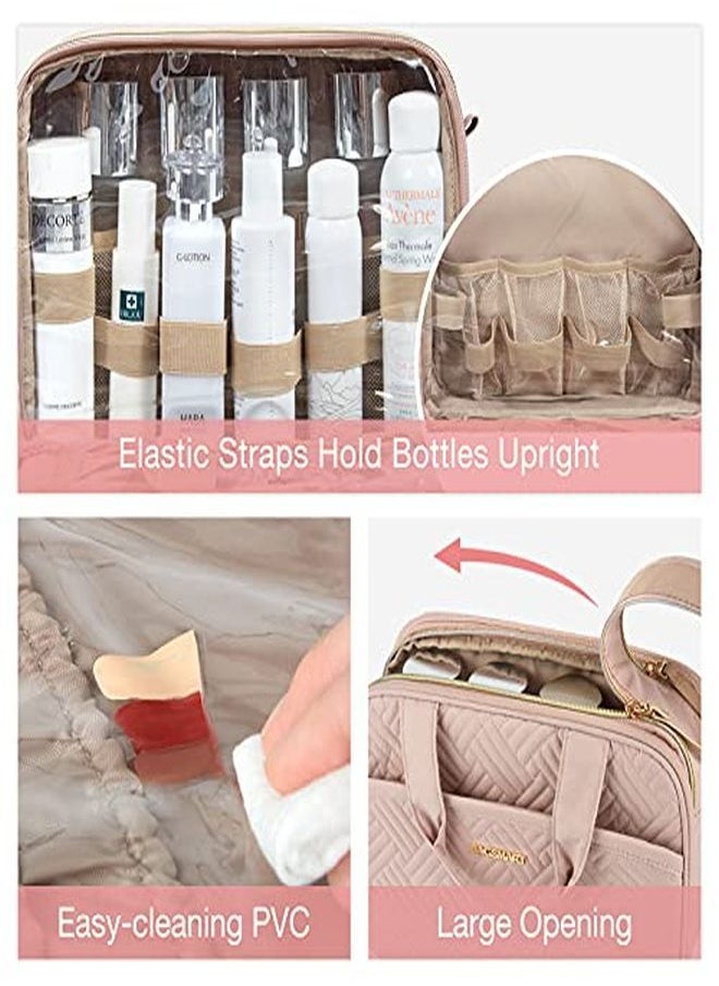 BAGSMART Oiletry Bag, Bagsmart Large Makeup Cosmetic Bag Water-Resistant Travel Organizer For Full Sized Toiletries, Makeup Brushes, Accessories, Soft Pink  - Image 5