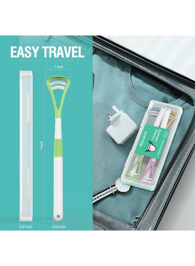 RONAVO Tongue Scraper, Disposable Tongue Cleaner, 2 in 1 BPA Free Tongue Brush, Brushing and Scraping for Oral Care Hygienic, with Travel Case, Fight Bad Breath, 4 Pack - Image 5