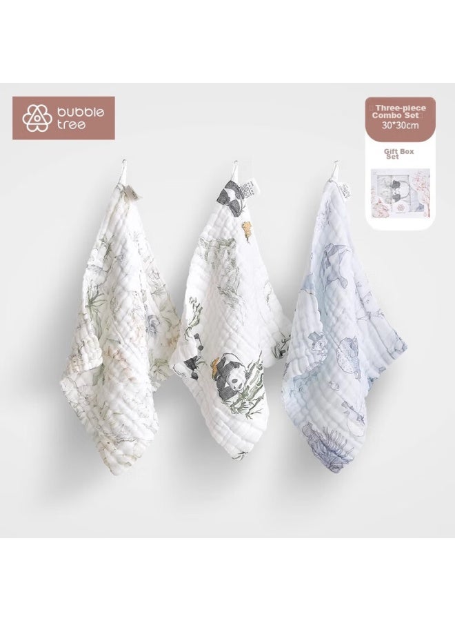 Bubble Tree Baby Drool Bib, Newborn Pure Cotton Gauze Small Square Towel, Ultra-soft Children's Face Towel - Image 1