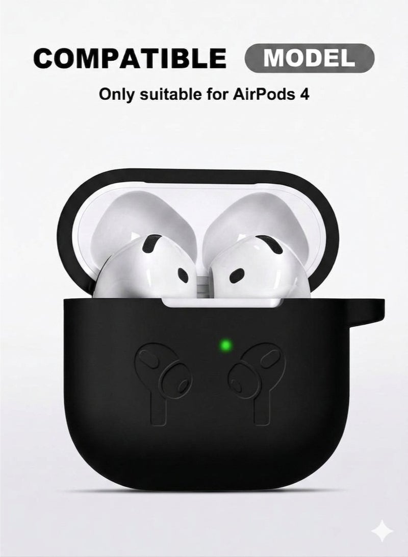 Protective Shockproof Silicone Case Cover for Apple AirPods 4 - Black