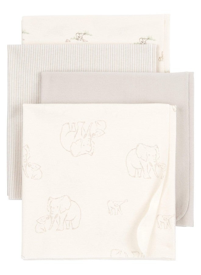 carter's بطانيات استقبال للأطفال من كارترز للجنسين 4 قطع (فيل كريمي) - Image 1