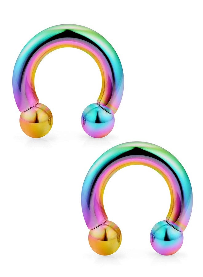 Ftovosyo PA Ring Internally Threaded Rainbow Circular Barbells Horseshoe Large Septum Ring Ear Gauges Earrings 8G 3mm 12mm 1/2" 316L Surgical Steel Pierced Body Jewelry for Women Men - Image 1