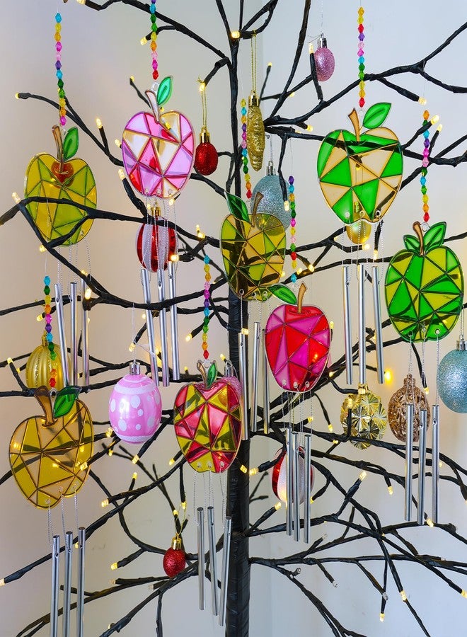 Winlyn 24 Sets Apple Suncatchers Wind Chimes Ornaments Decorations DIY Window Paint Art Sun Catchers Rainbow Apple Painting Craft Kits for Kids Summer Camping Party Classroom Activities Art Project - Image 5