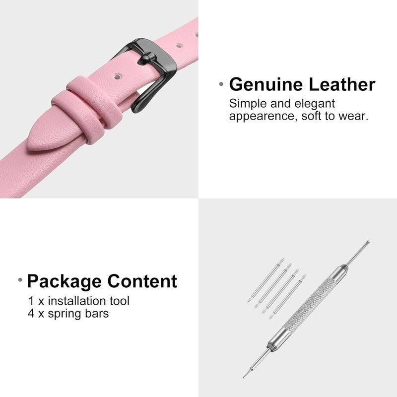 QUARKZMAN Leather Watch Strap Watch Leather Strap Watch Straps Flat Thin Elegant Leather Watch Strap Buckle for Smartwatch Men Women Men Women - Image 3